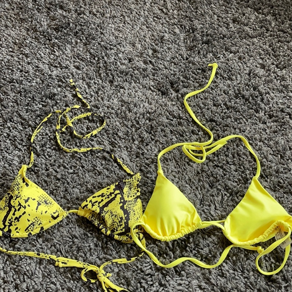 Neon yellow bathing suit tops